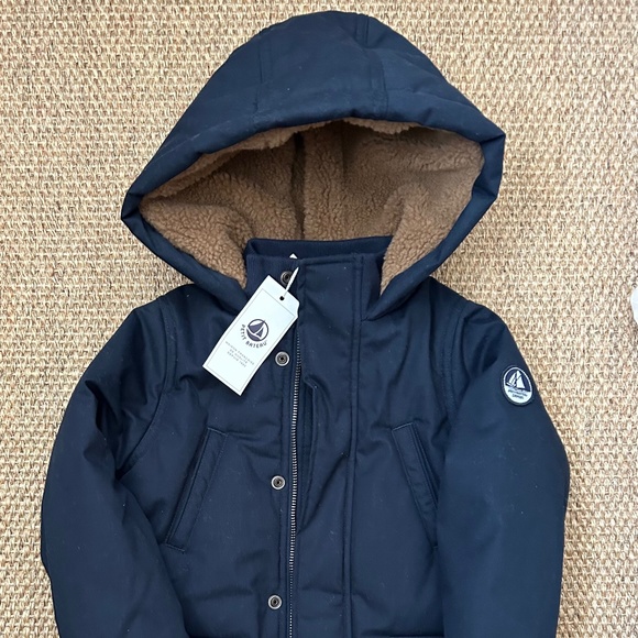 New Petit Bateau Toddler Navy Coated Cotton Parka - Picture 4 of 5
